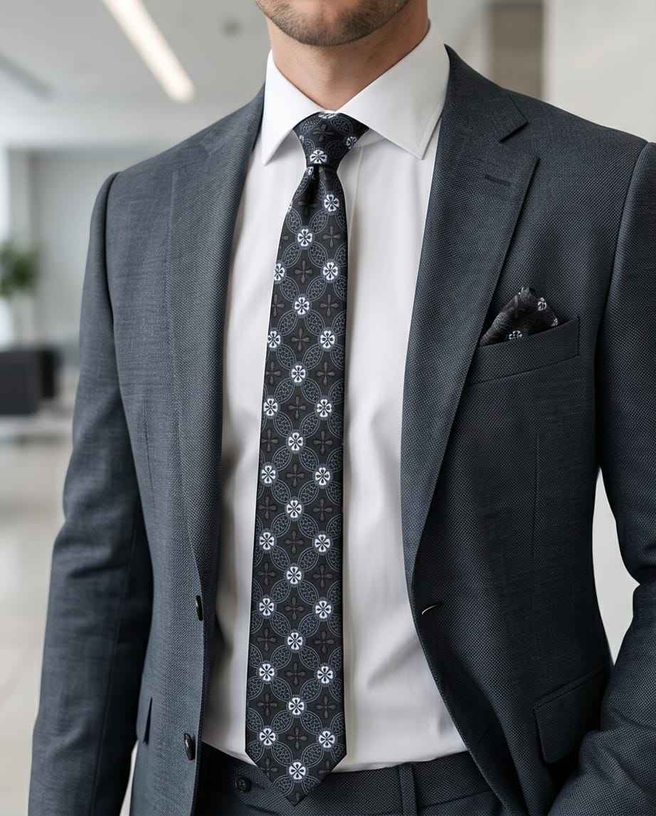 The "Midnight Bloom" Tie & Cufflink Set