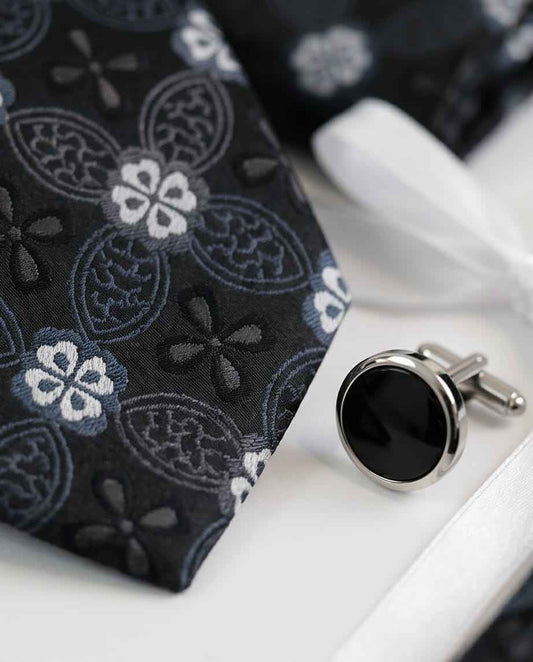 The "Midnight Bloom" Tie & Cufflink Set