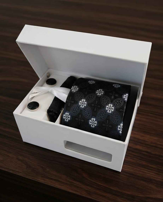 The "Midnight Bloom" Tie & Cufflink Set