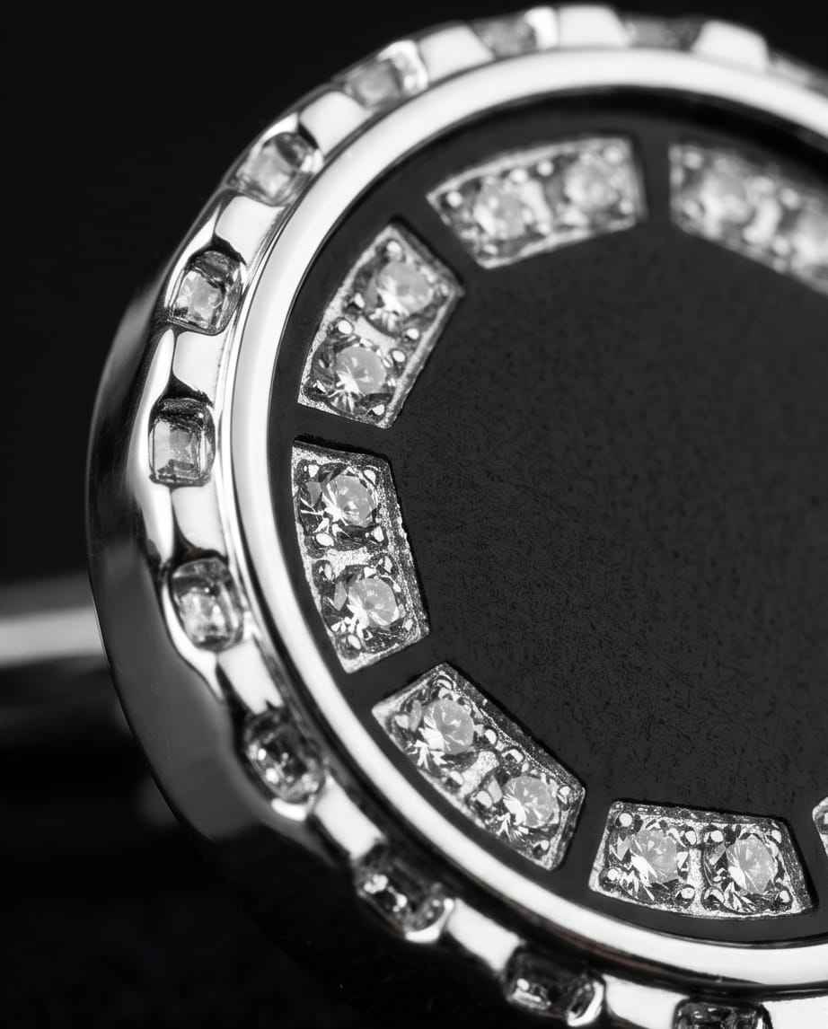 Luxe Black Dial & Crystal Embellished Cufflinks