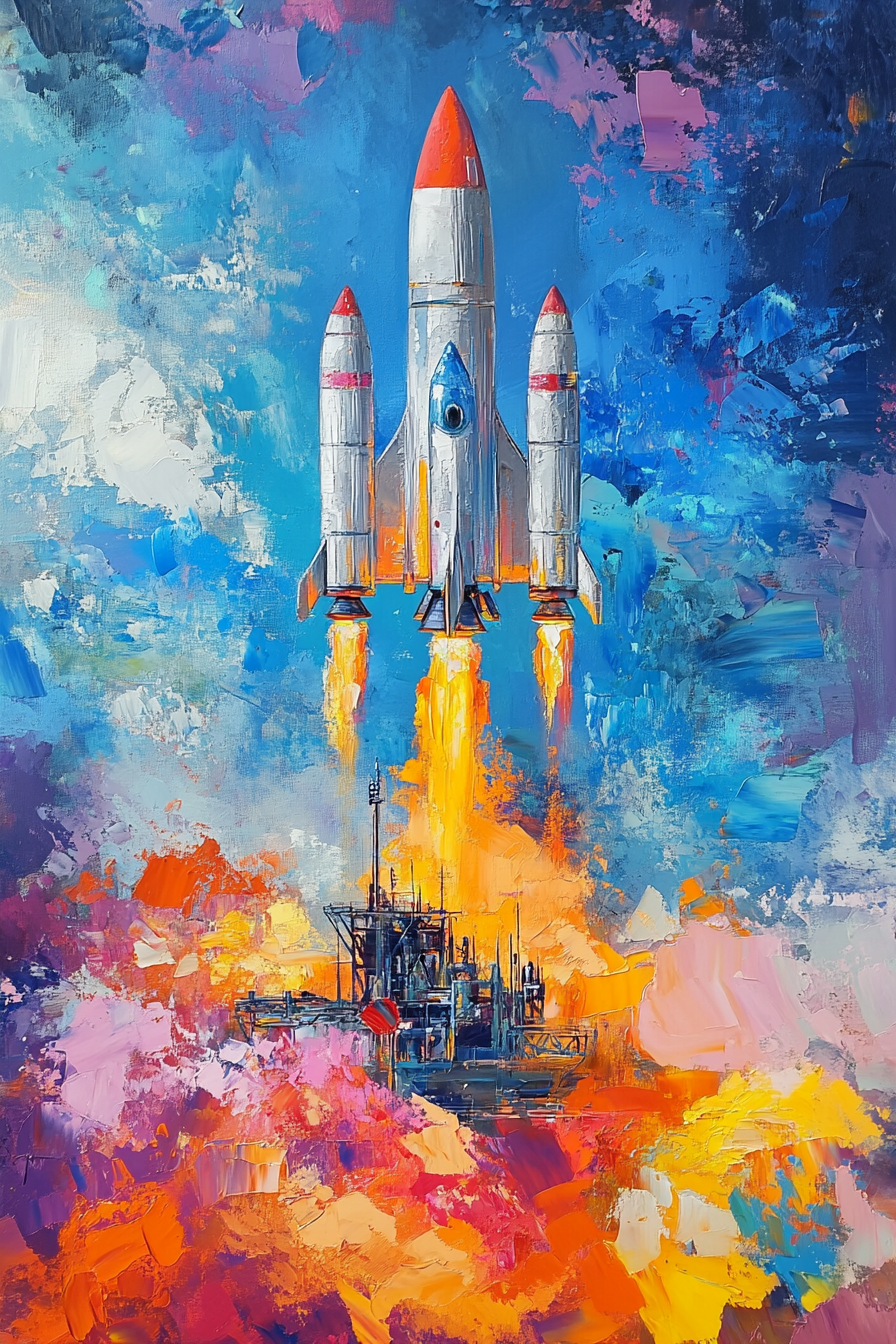 Whimsical Rockets Canvas