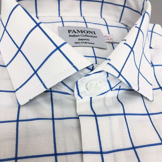 White Blue Check Slim Fit Shirt
