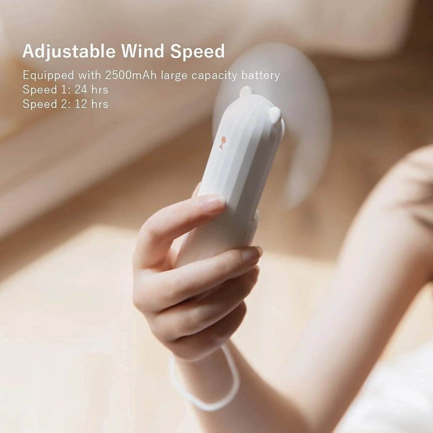 Rechargeable Hand Held Pocket Fan for Personal Cooling with Medium and High Fan Speeds and Optional Portable Power Bank