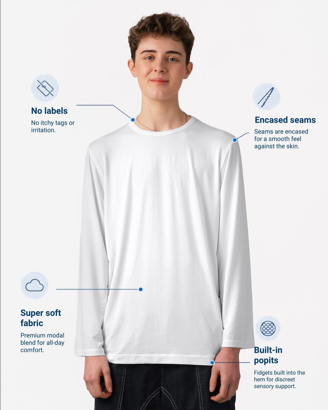 Adult Fidget-T Long-Sleeve-White