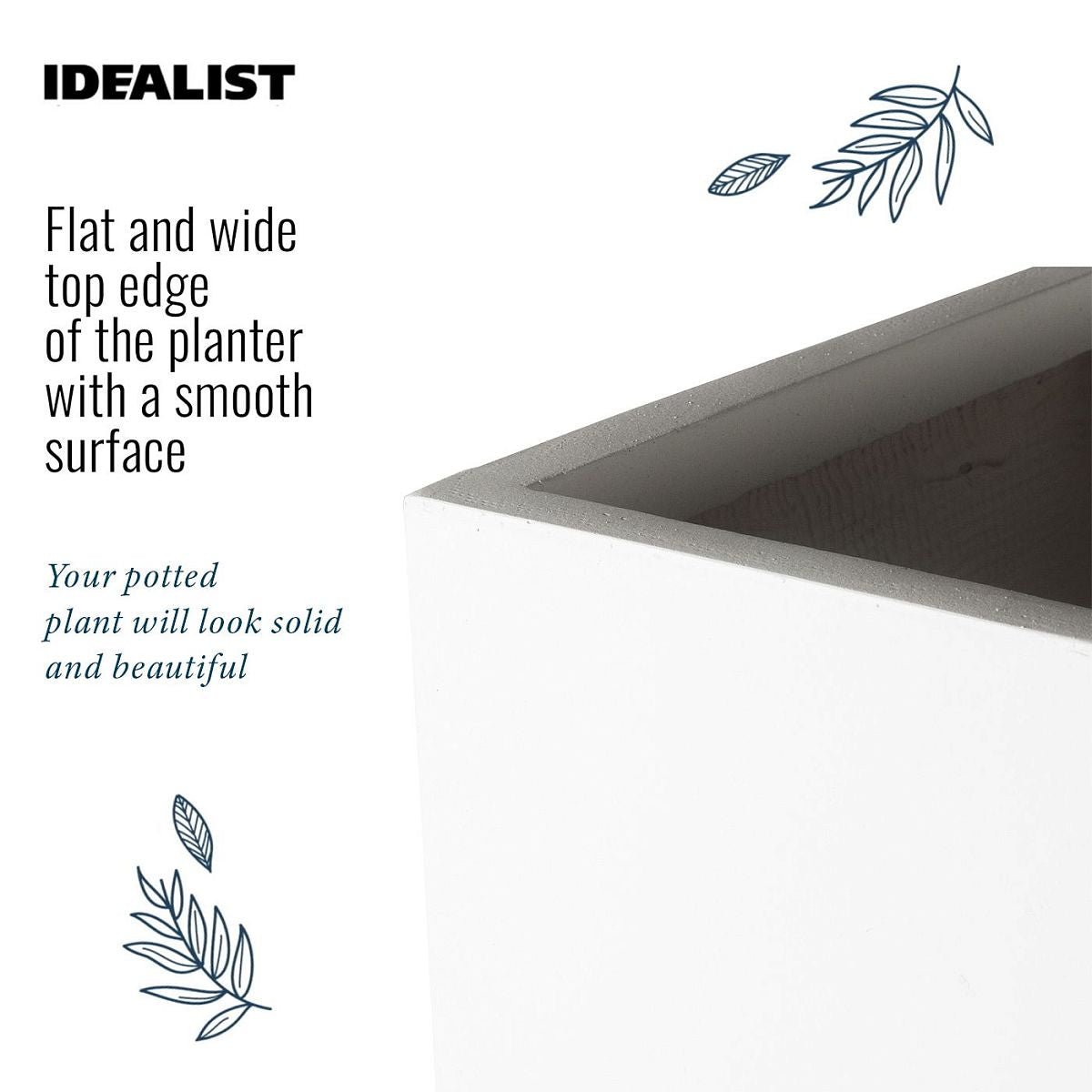 IDEALIST Lite Contemporary Trough Garden Planter, Light Concrete Outdoor Large Plant Pot H51.5 L100 W36 cm, 185L