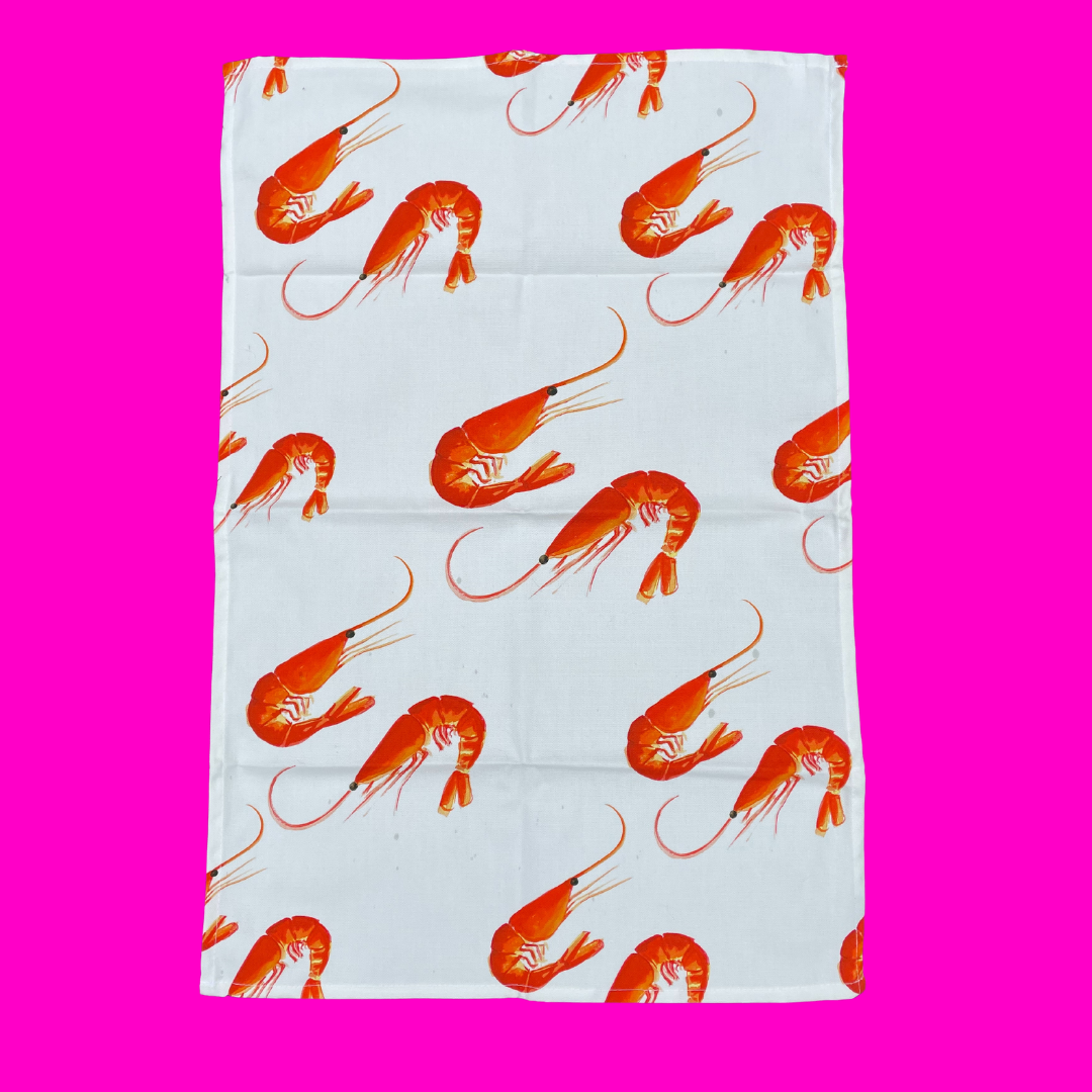 Tea towel "Oh SO bright"- Prawns