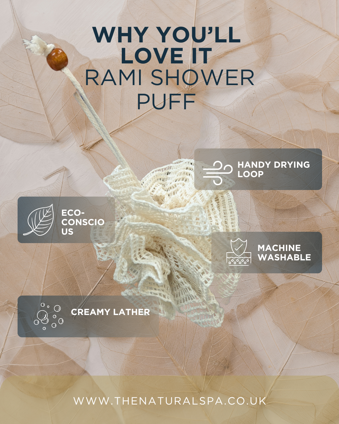 Rami Shower Puff – Exfoliating, Reusable & Eco-Friendly