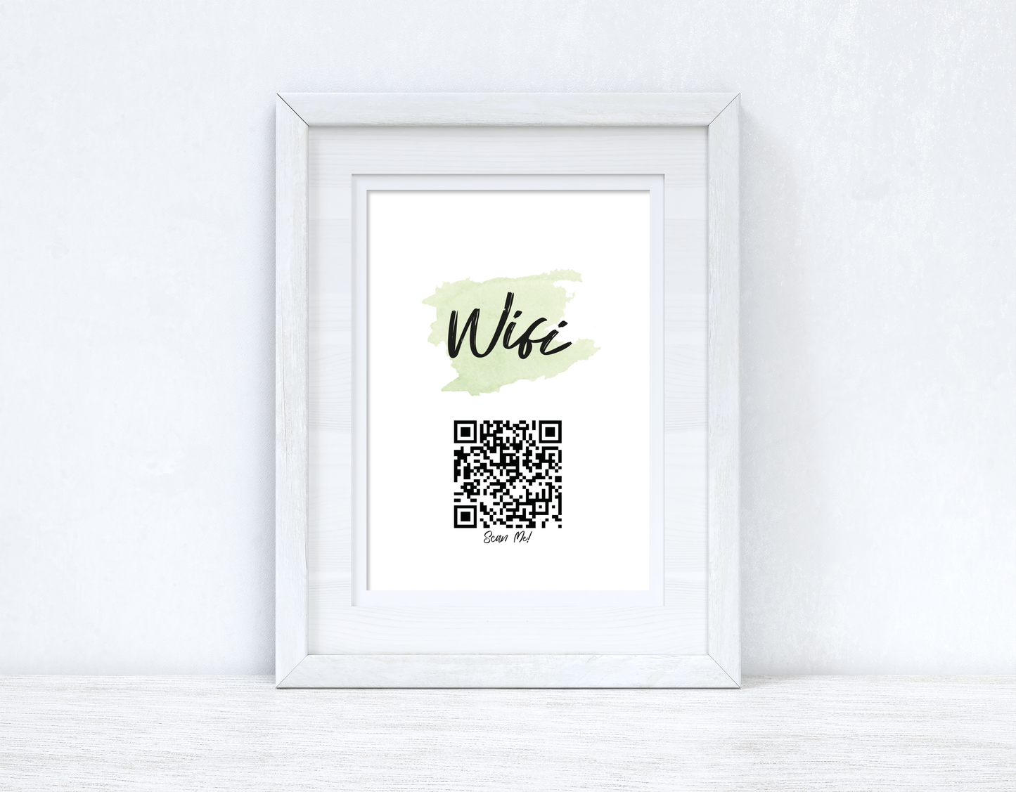 Personalised Wifi Green Splatter Scan Me! Wi-fi Q-R Scan Home Wall Decor Print