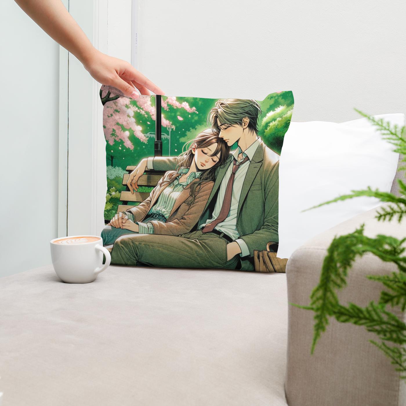 Cherry Blossom Embrace Cotton Cushion