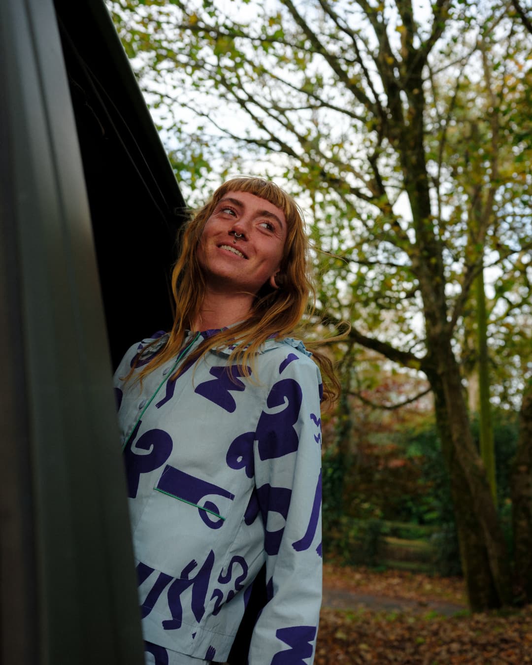 Organic Cotton Pyjama Shirt in Blue Things