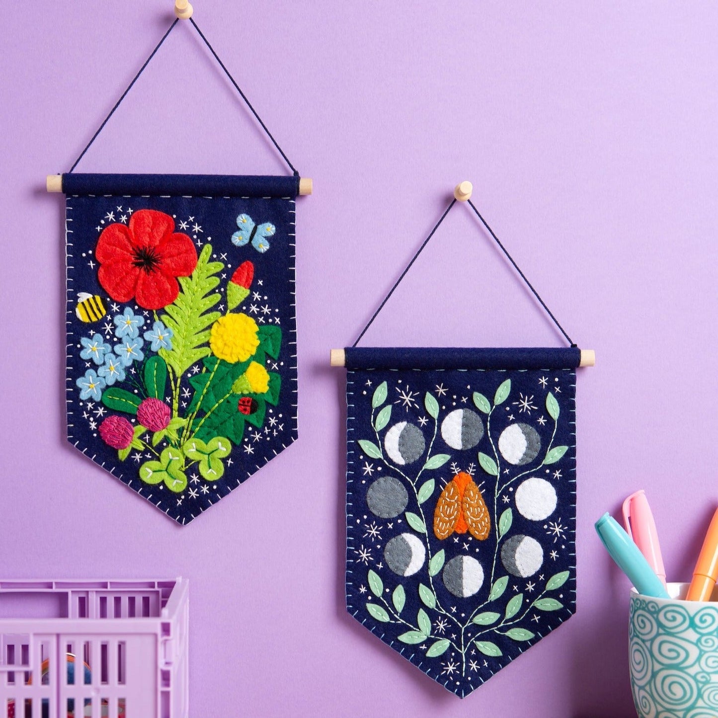 'Celestial Pennant' Moon Phases Felt Craft Kit for Beginners