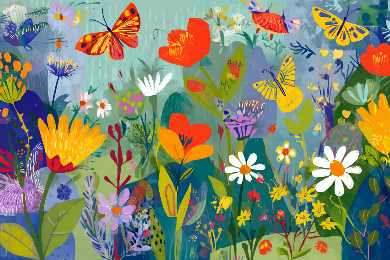 Wildflowers and Butterflies Canvas