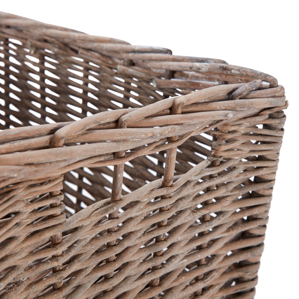 Set of 4 Medium Rectangular Willow Storage Baskets - Grey
