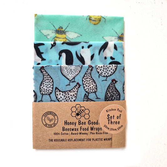 Honey Bee Good Set of 3 Handmade Beeswax Wraps | Wings