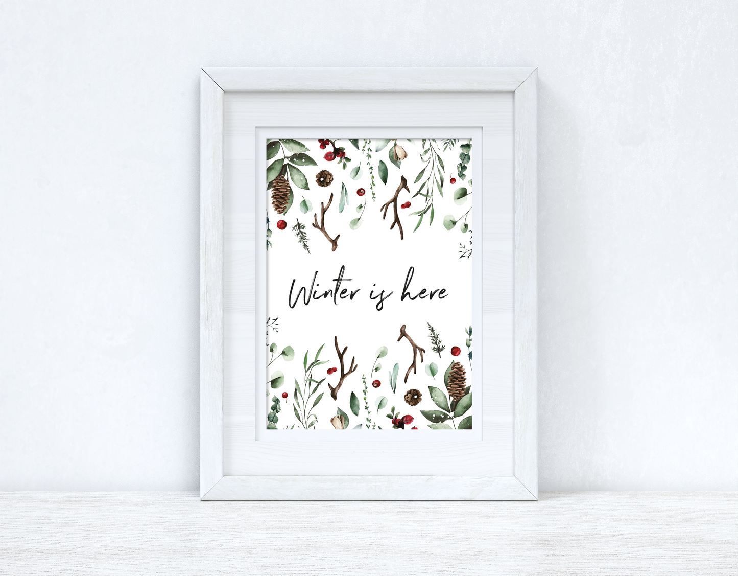 Winter is here Full Border Winter Christmas Seasonal Wall Home Decor Print