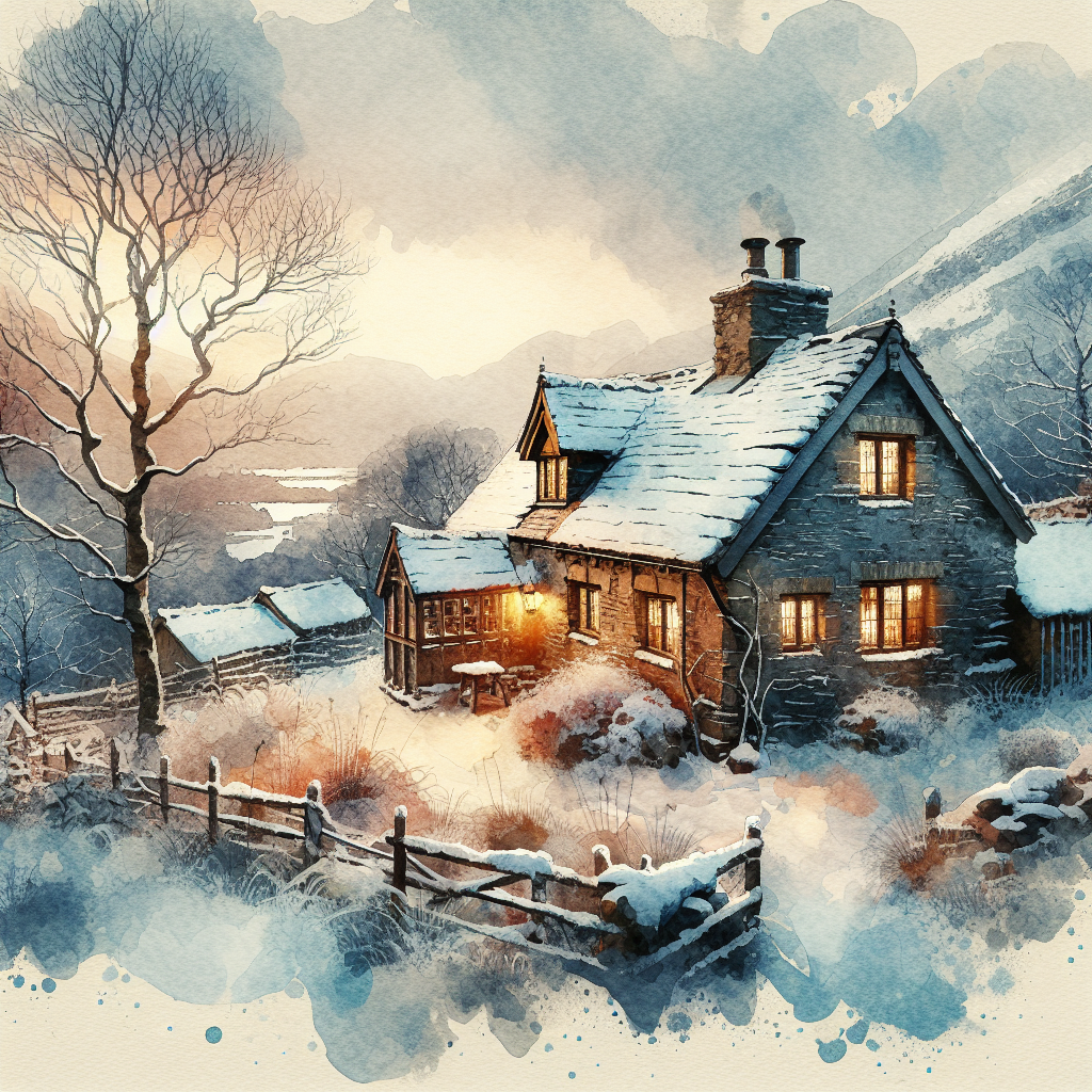 Winter's Embrace Cottage Canvas