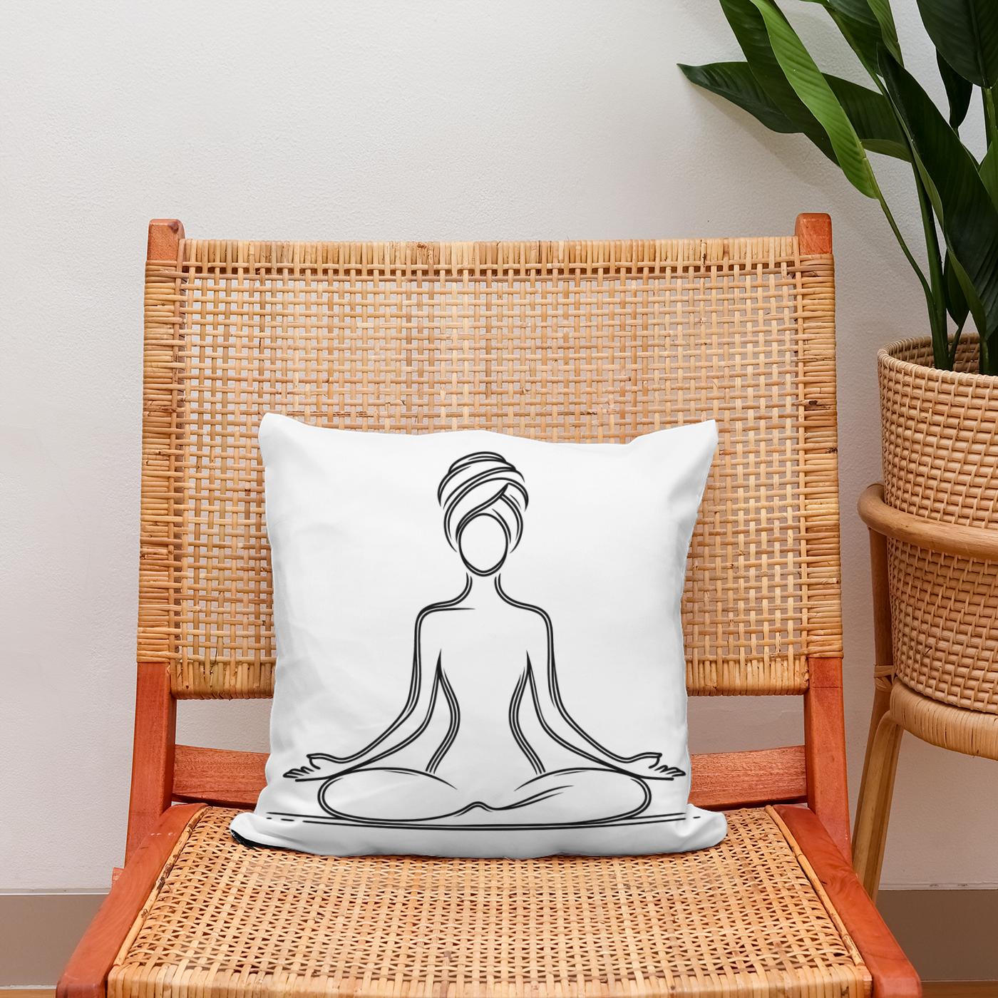 Yoga Serenity Silhouette Cotton Cushion
