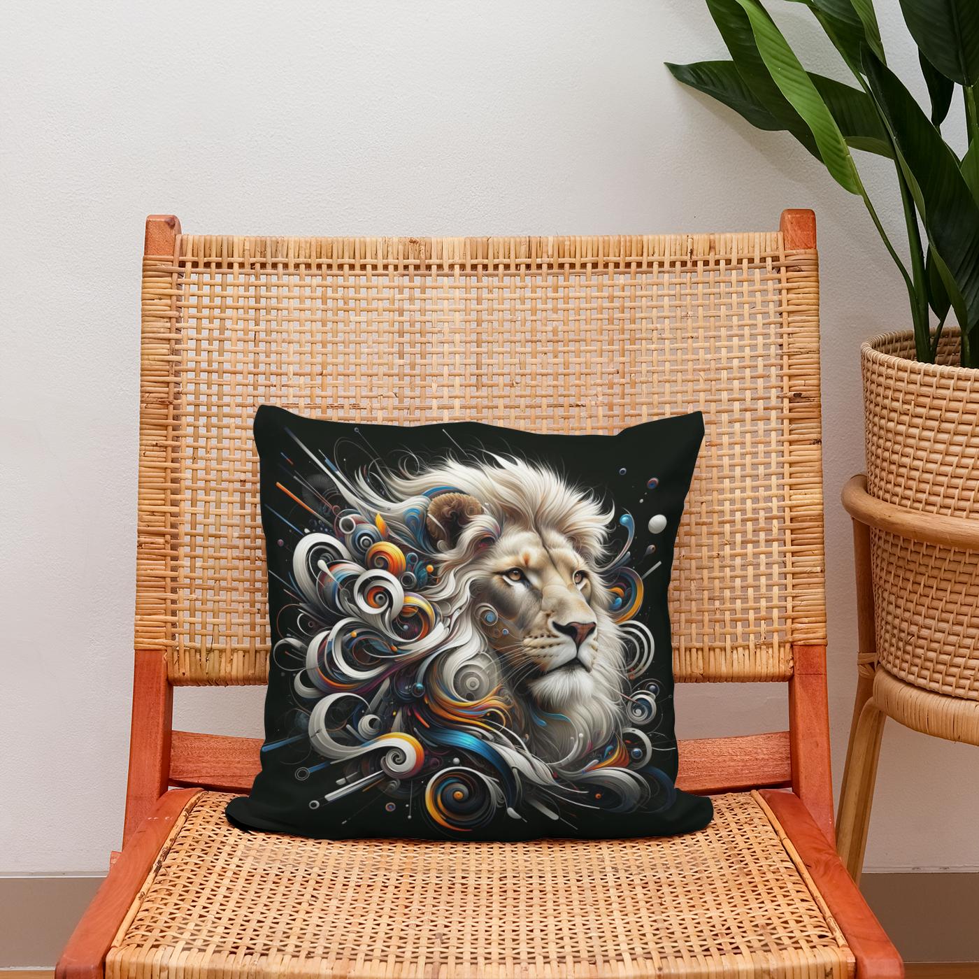 Lion's Abstract Majesty Cotton Cushion