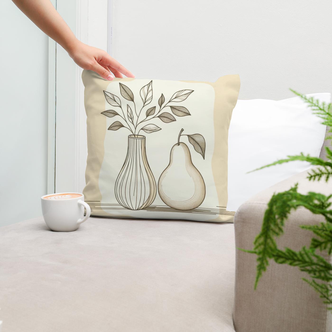 Pear and Vase Serenity Cotton Cushion
