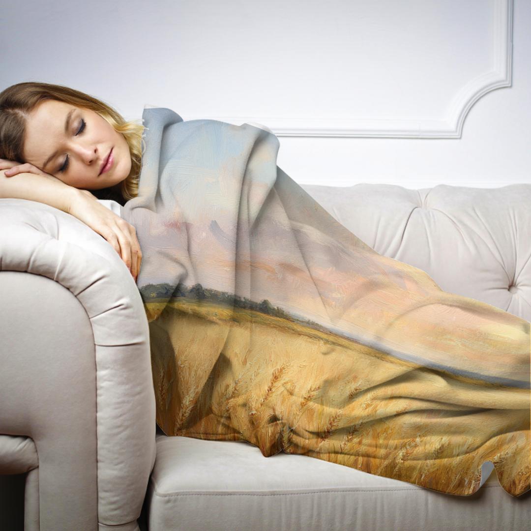 Golden Wheat Sunrise Blanket