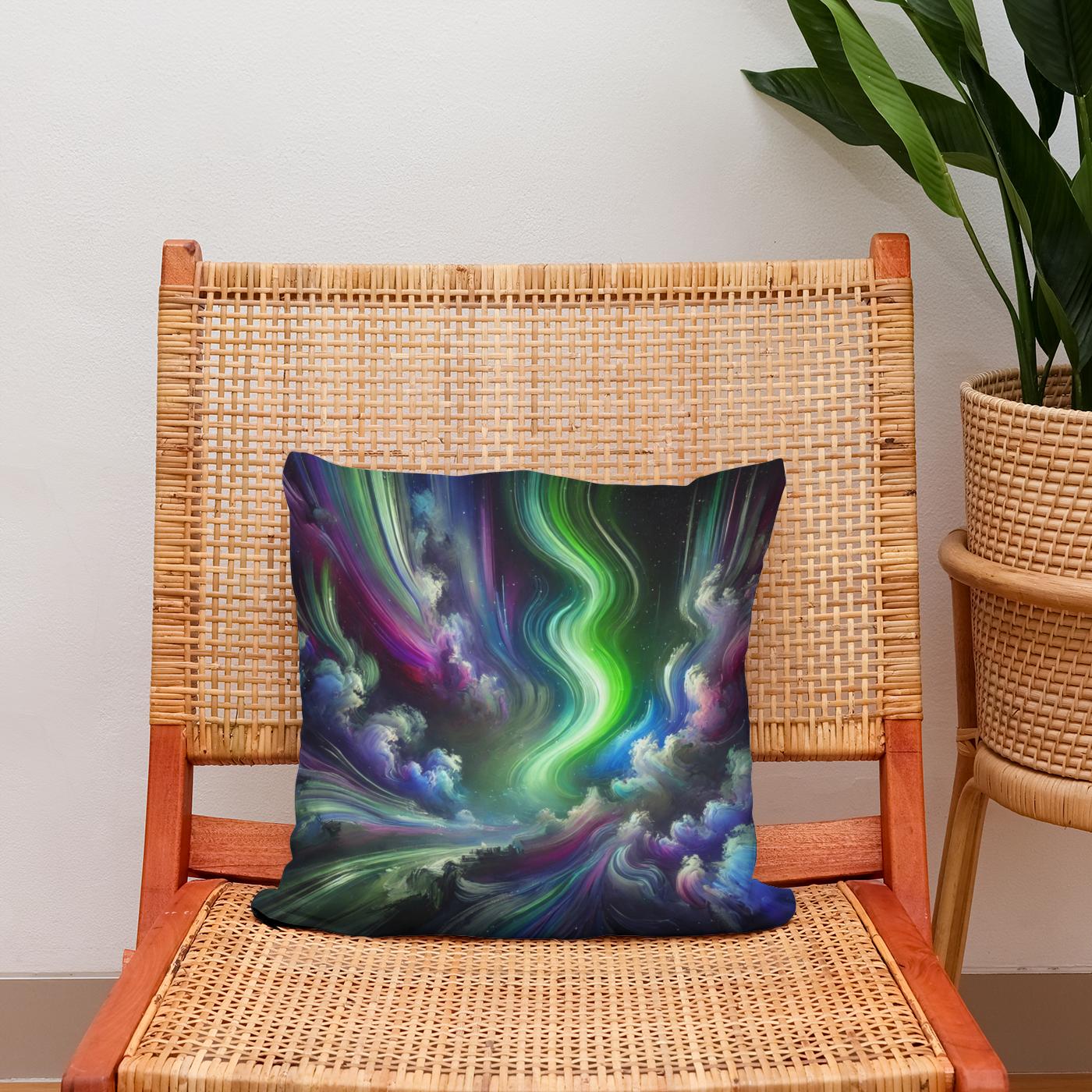 Dreamlike Northern Lights Cotton Cushion