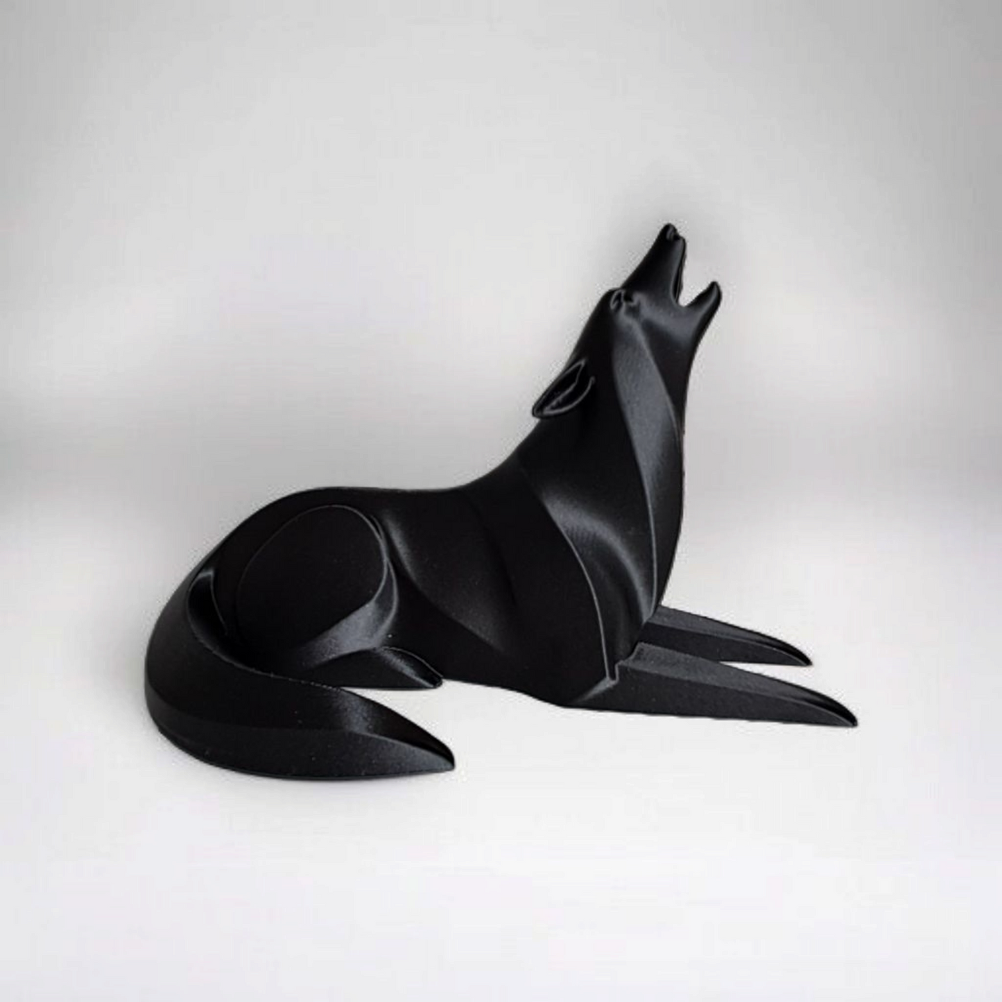 Sculpture #21 | Minimalist Lying Wolf Sculpture - Modern Abstract Figurine