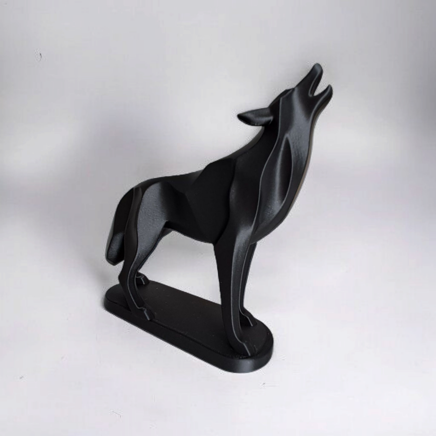 Sculpture #20 | Minimalist Standing Howling Wolf Sculpture - Modern Abstract Figurine