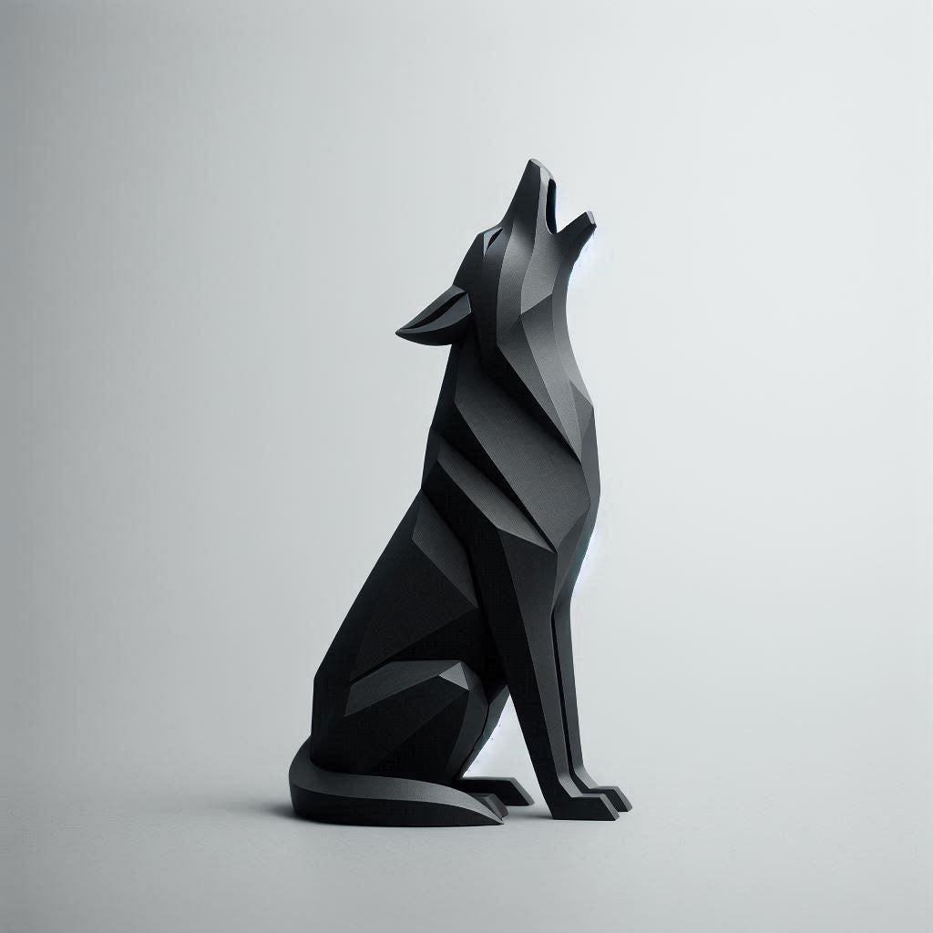Sculpture #19 | Modern Minimalist Low Poly Wolf Sculpture