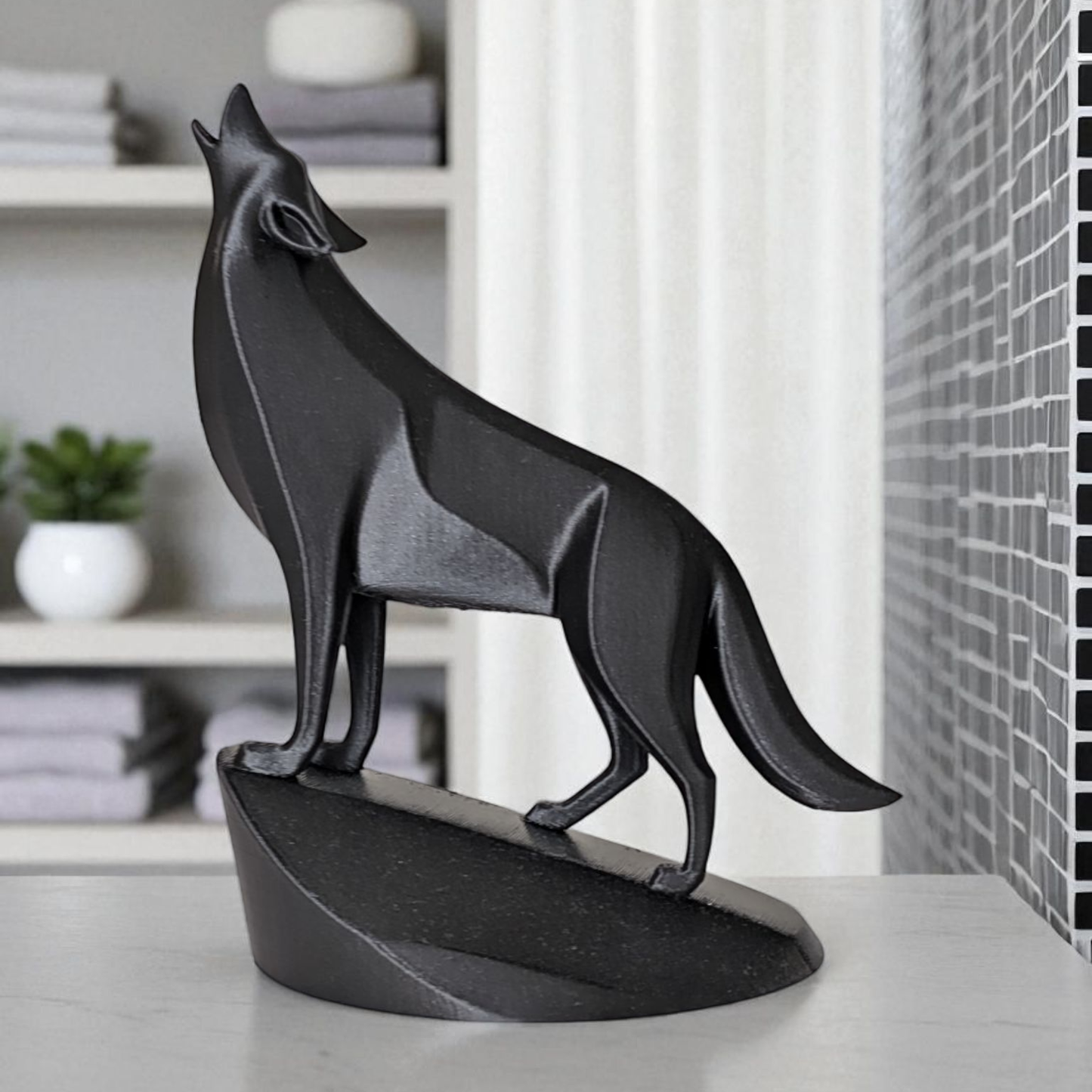 Sculpture #32 – Unique Minimalist Wolf on Pedestal