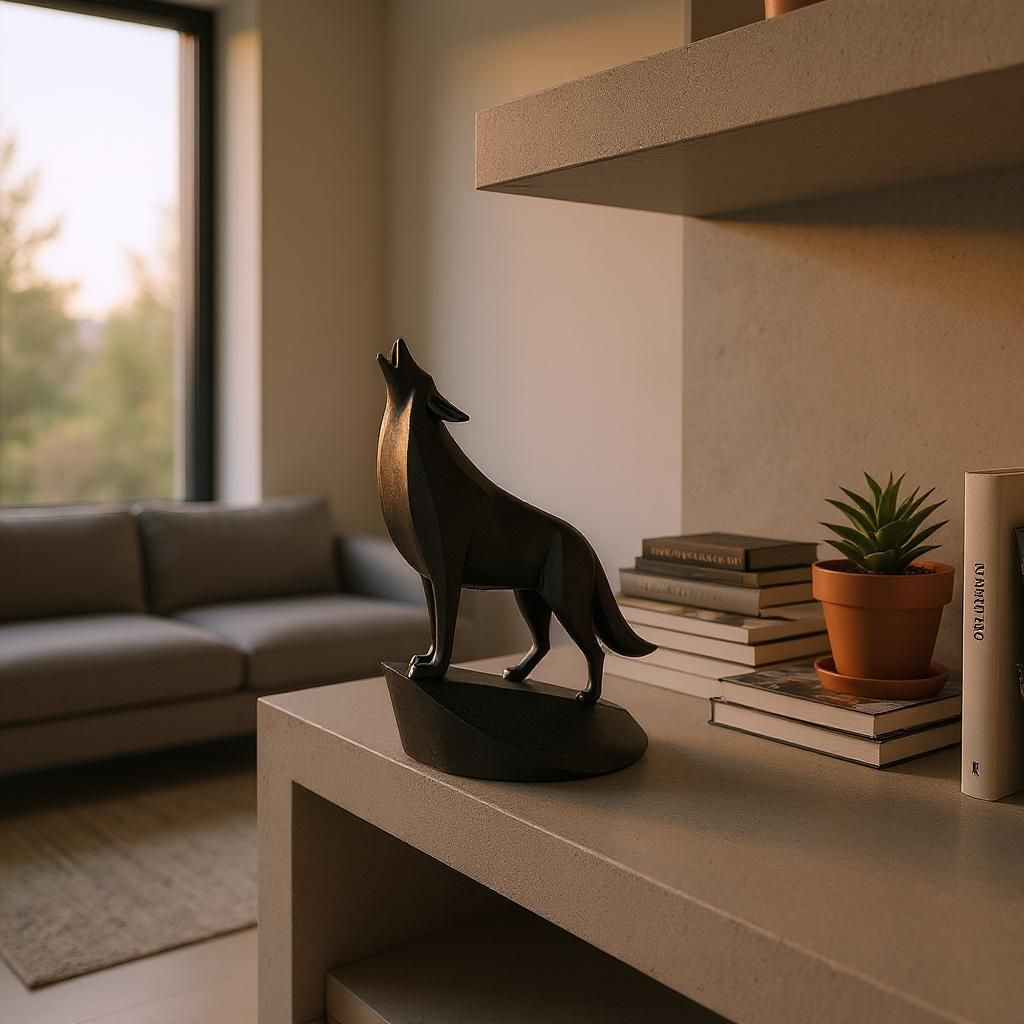 Sculpture #32 – Unique Minimalist Wolf on Pedestal
