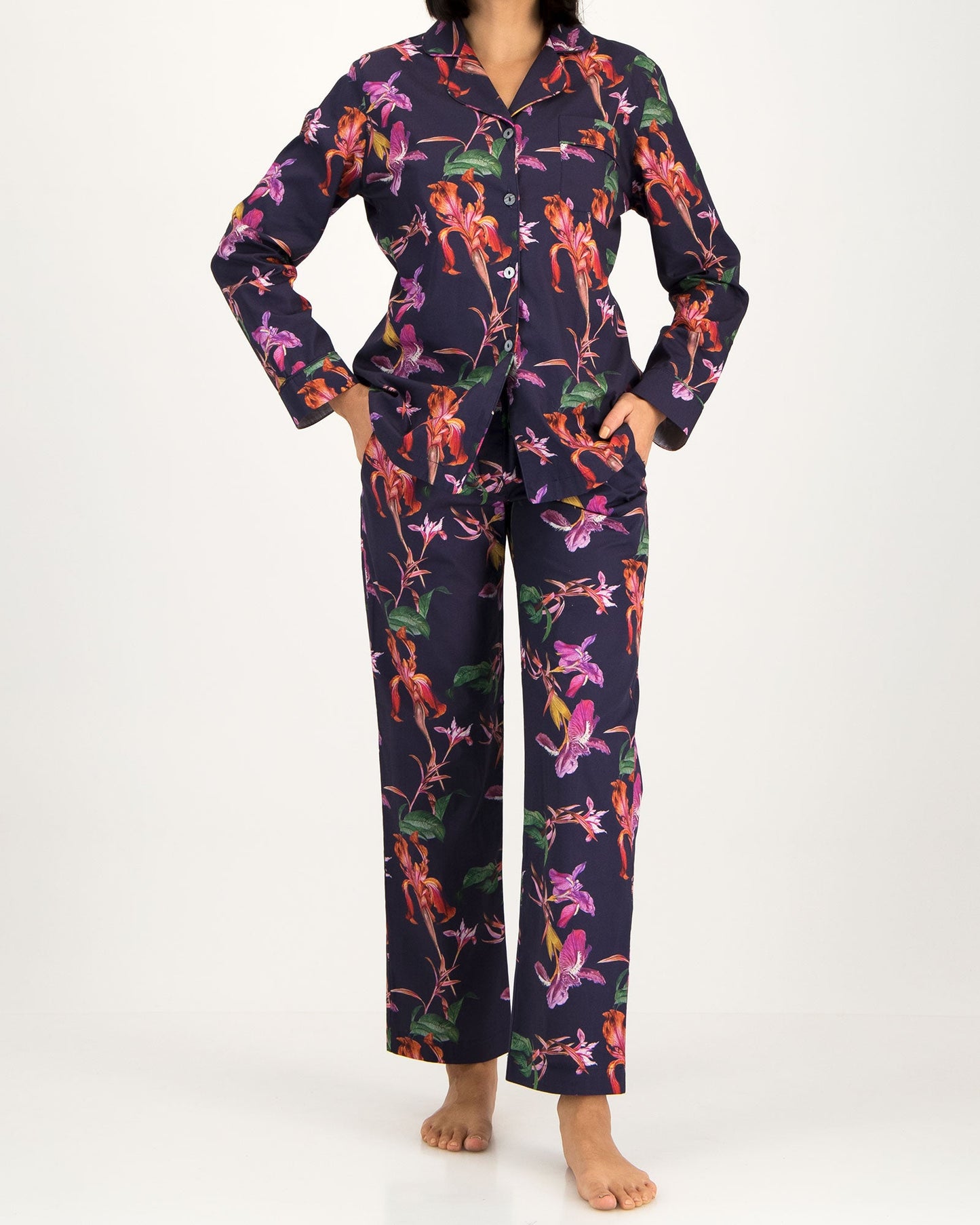 Womens Long Pyjamas - Iris Navy