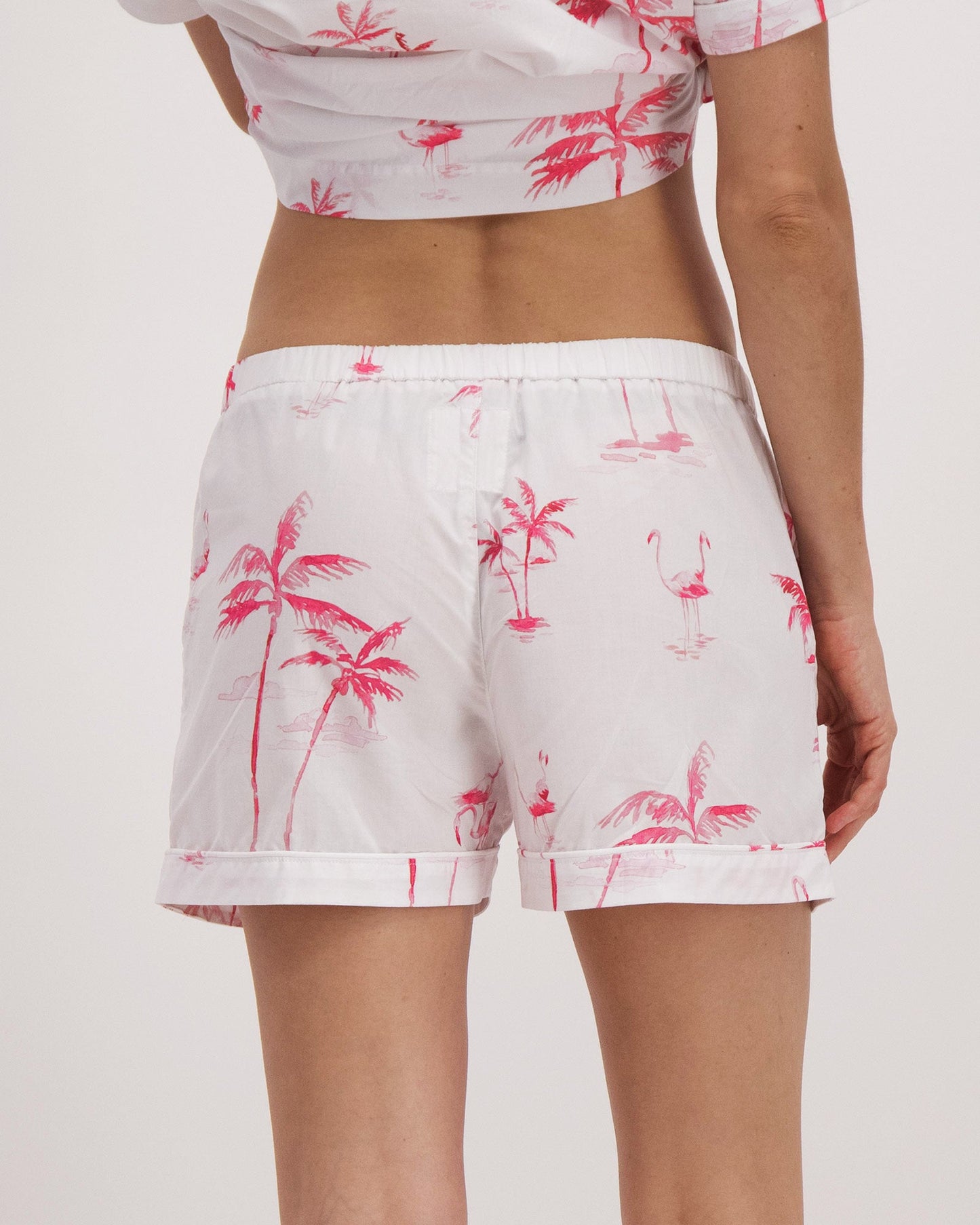Womens Lounge Shorts - Pink Palms