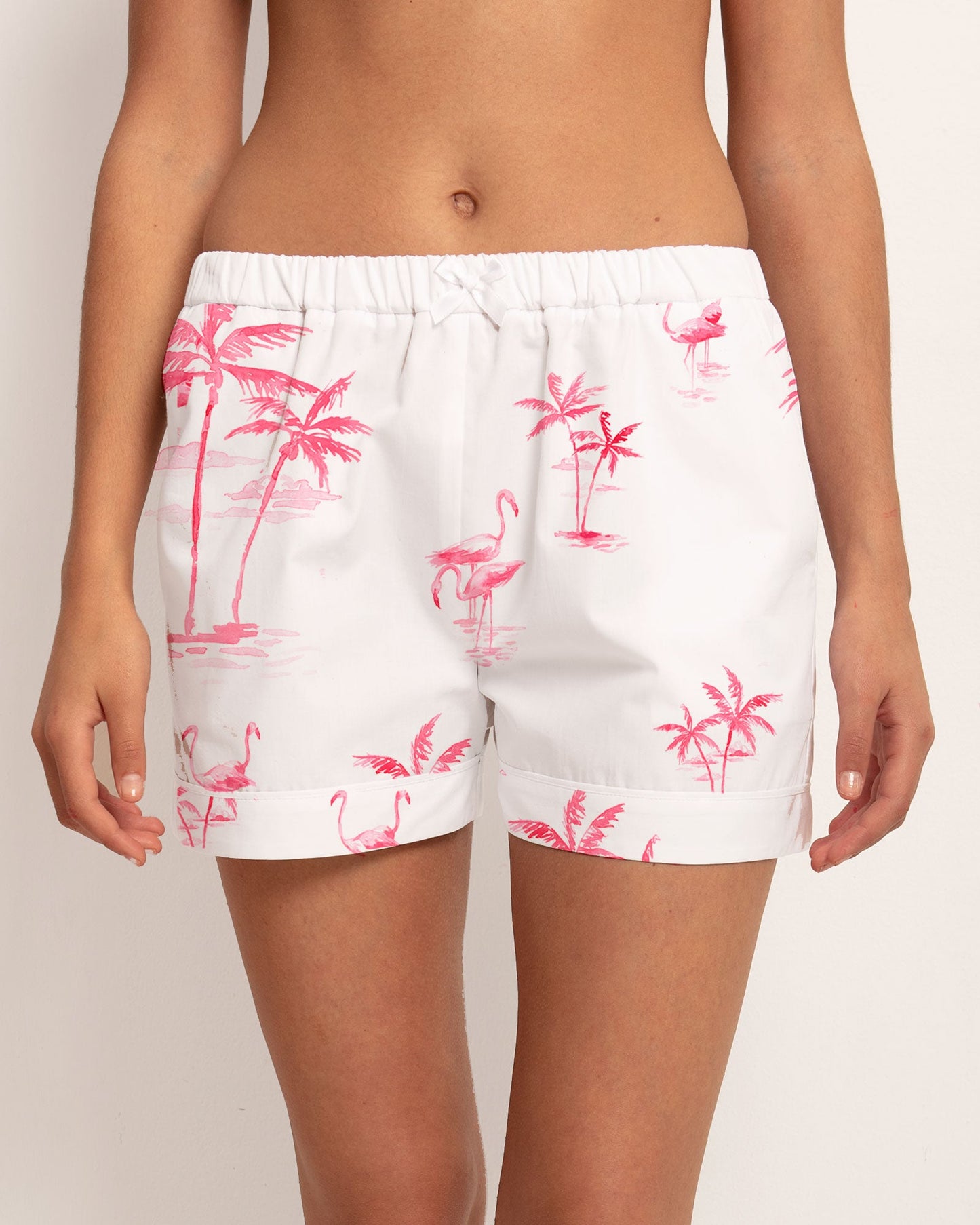 Womens Lounge Shorts - Pink Palms