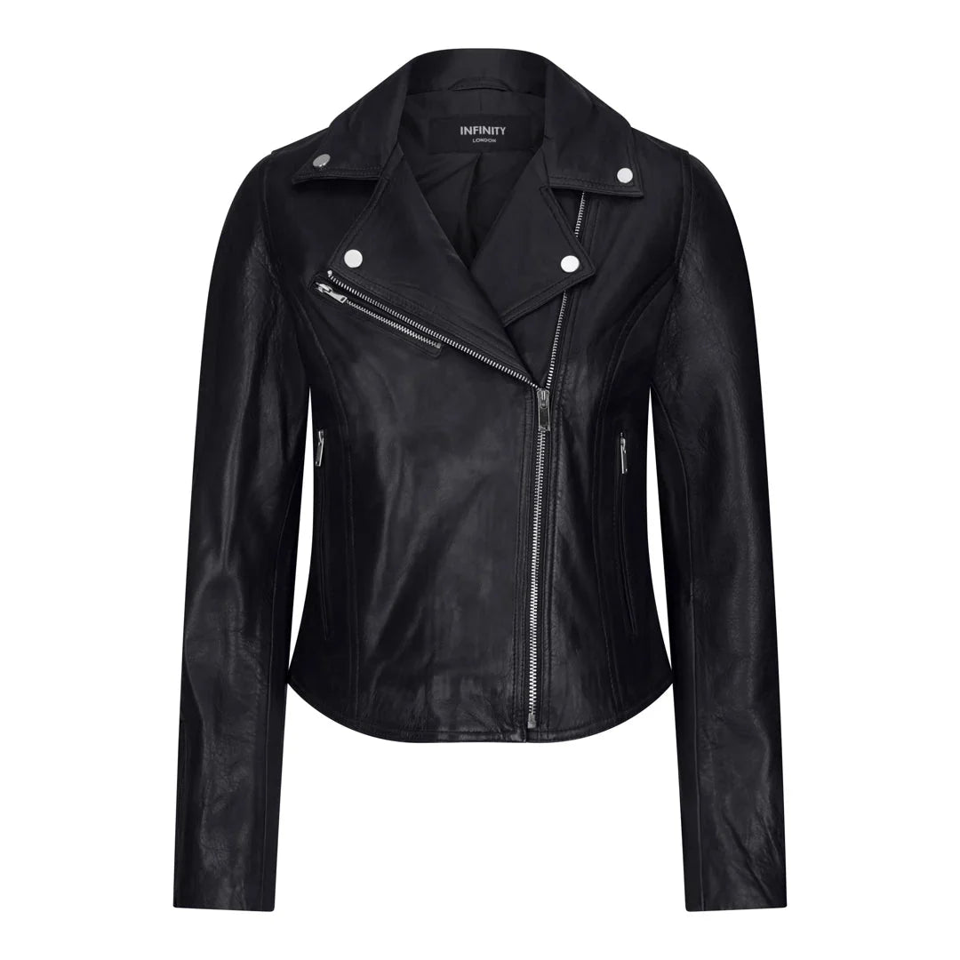 Women's Leather Biker Jacket Cross Zip Tan Brown Black Red Yellow