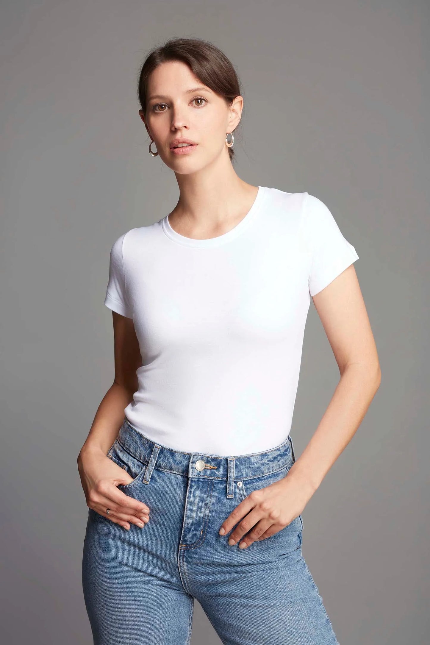 Short Sleeve Crew Neck Cotton Modal Blend T-shirt