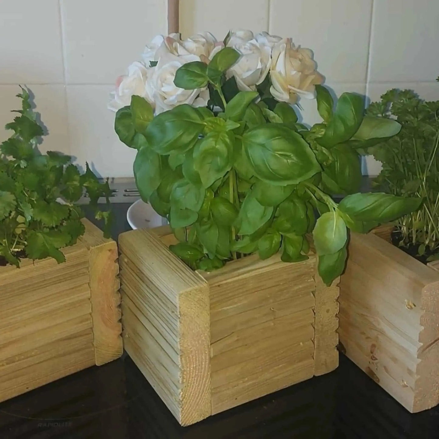 Wooden Decking herb planter boxes pack of 3
