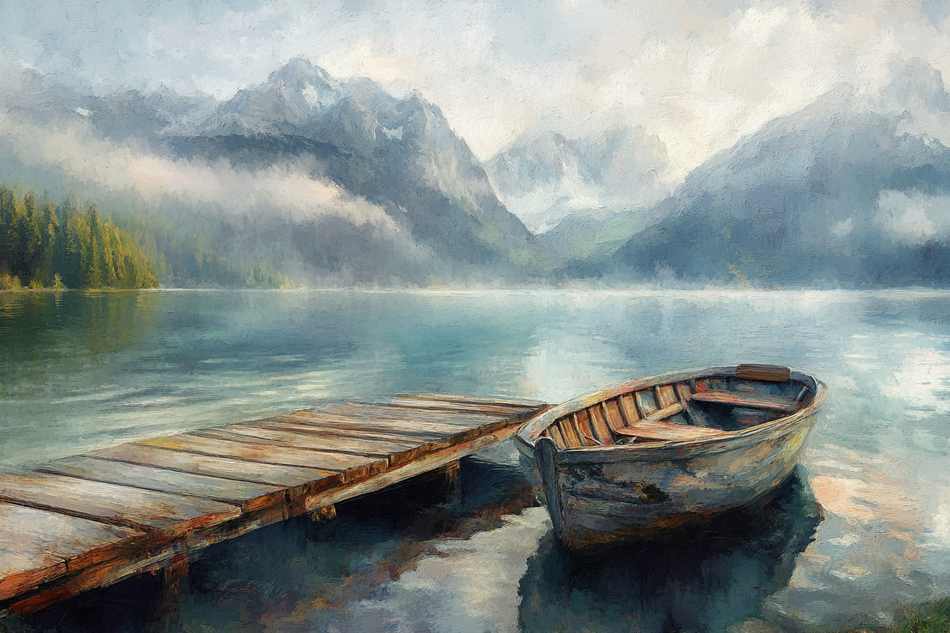 Wooden Boat Serenity Canvas