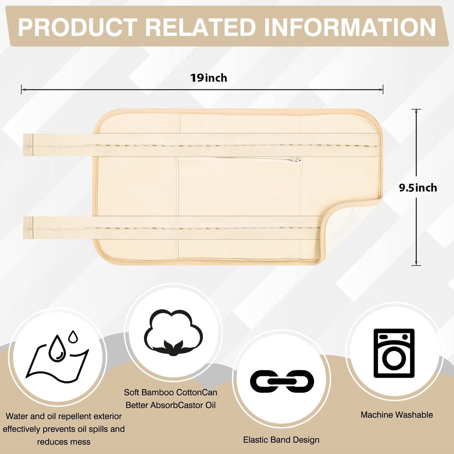 Organic Castor Oil 3 Piece Pack with a Body & a Neck Wrap (Up to 40" Waist)