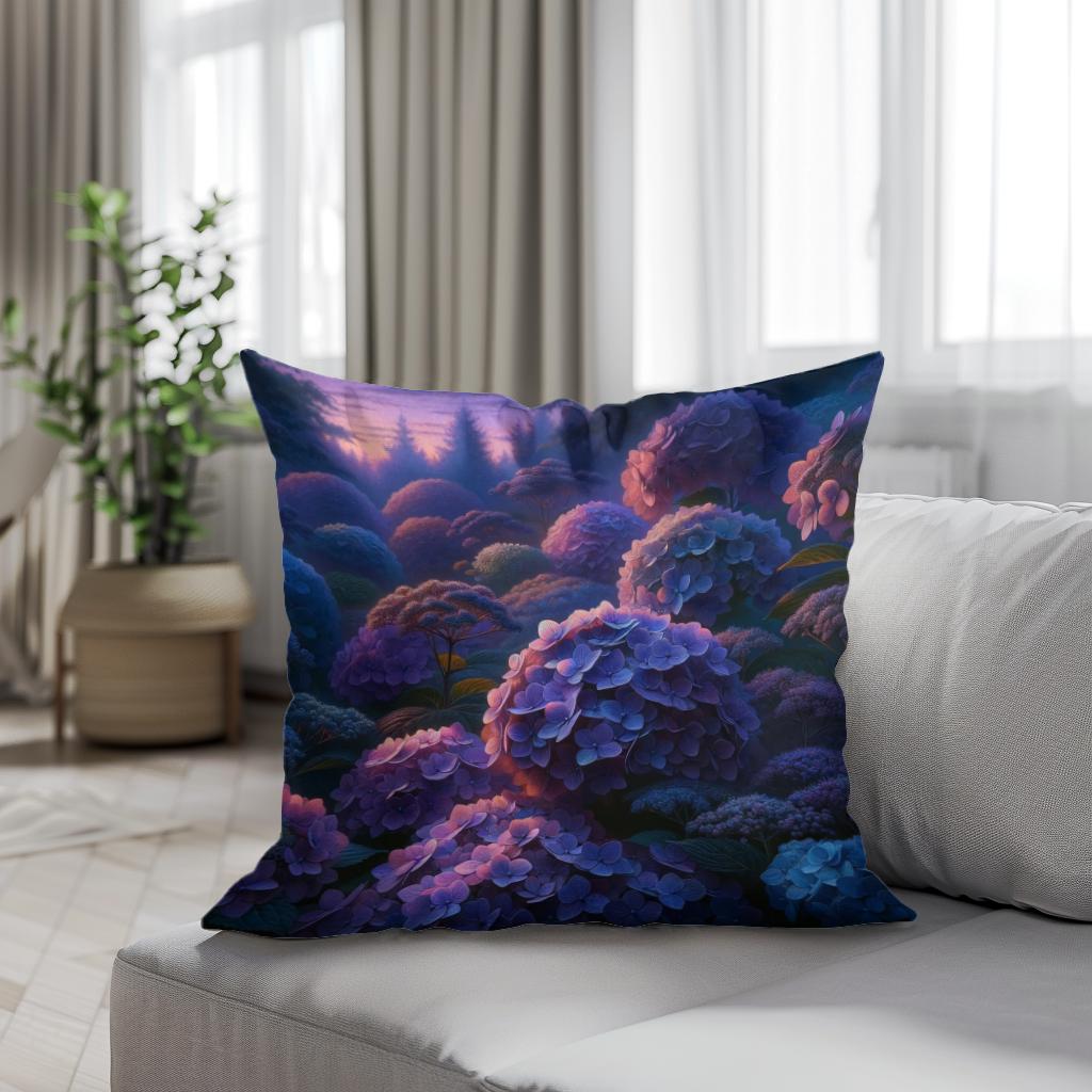 Twilight Hydrangea Harmony Cotton Cushion