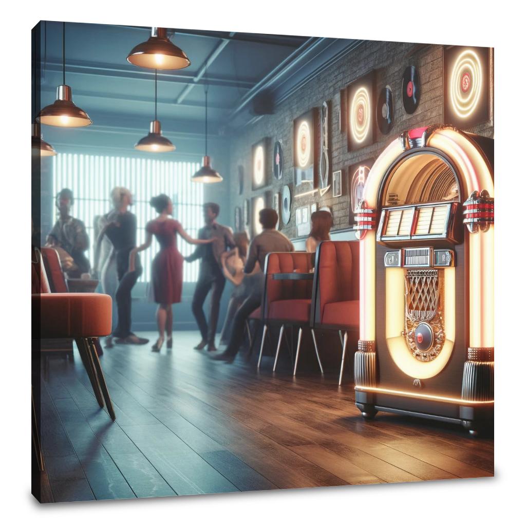 Retro Jukebox Lounge Canvas