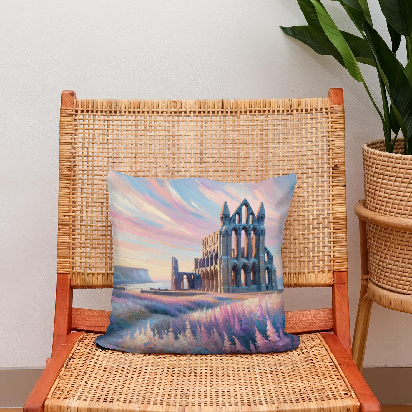 Whitby Abbey Sunrise Cotton Cushion