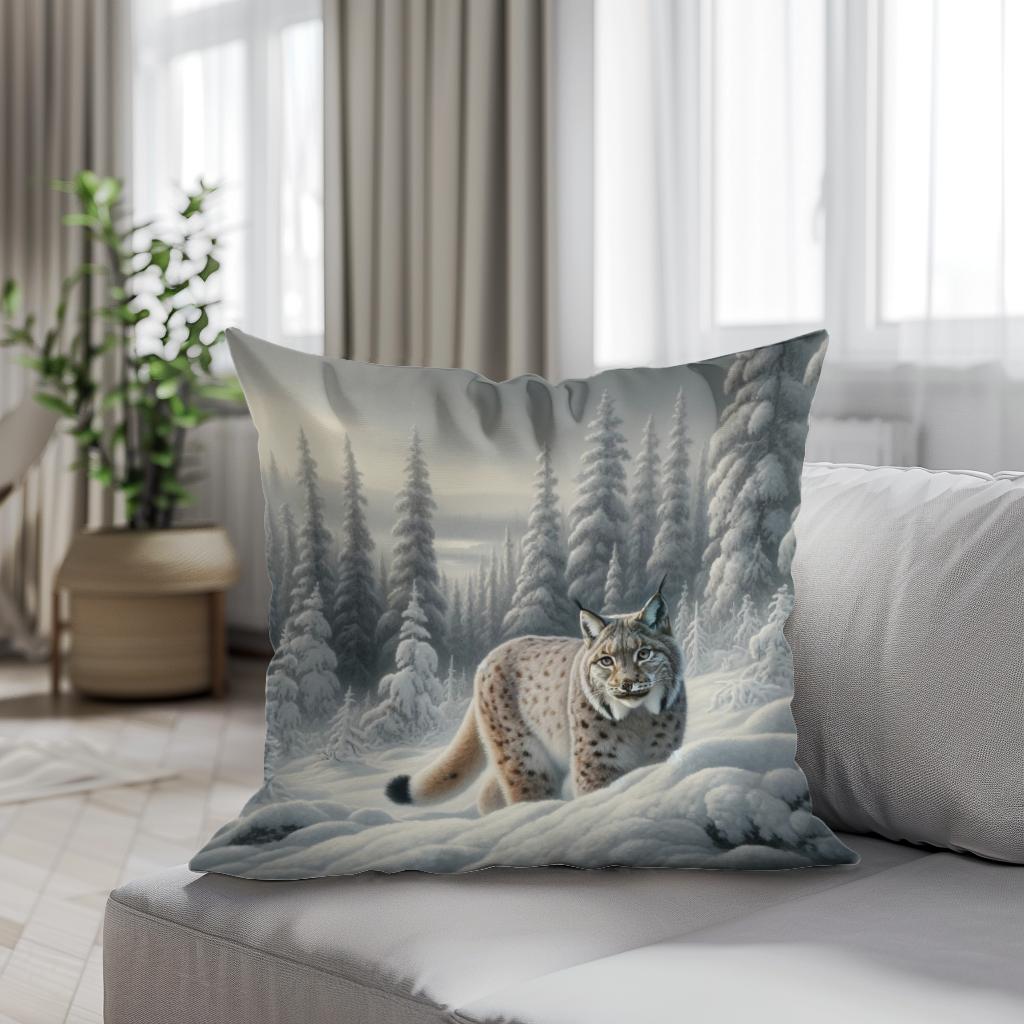 Winter Lynx Cotton Cushion