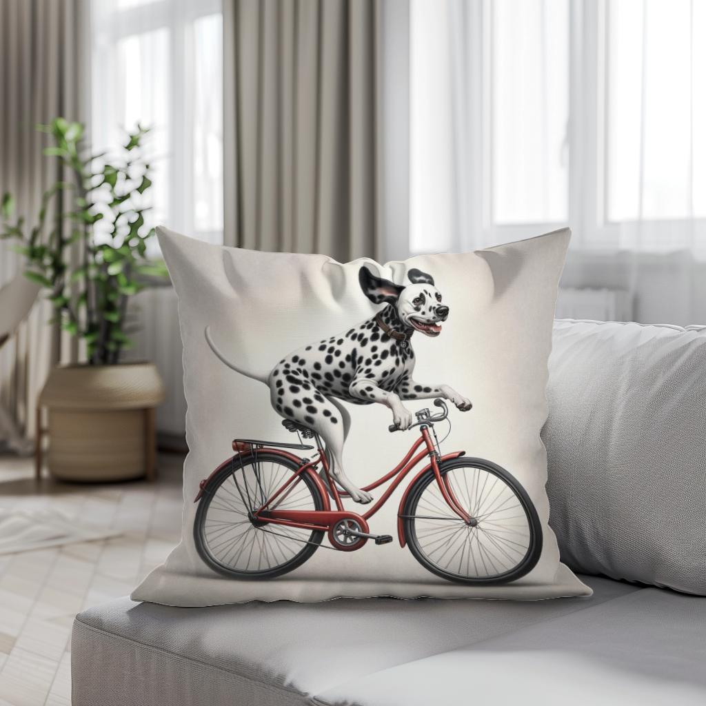 Pedalling Pooch Adventure Cotton Cushion