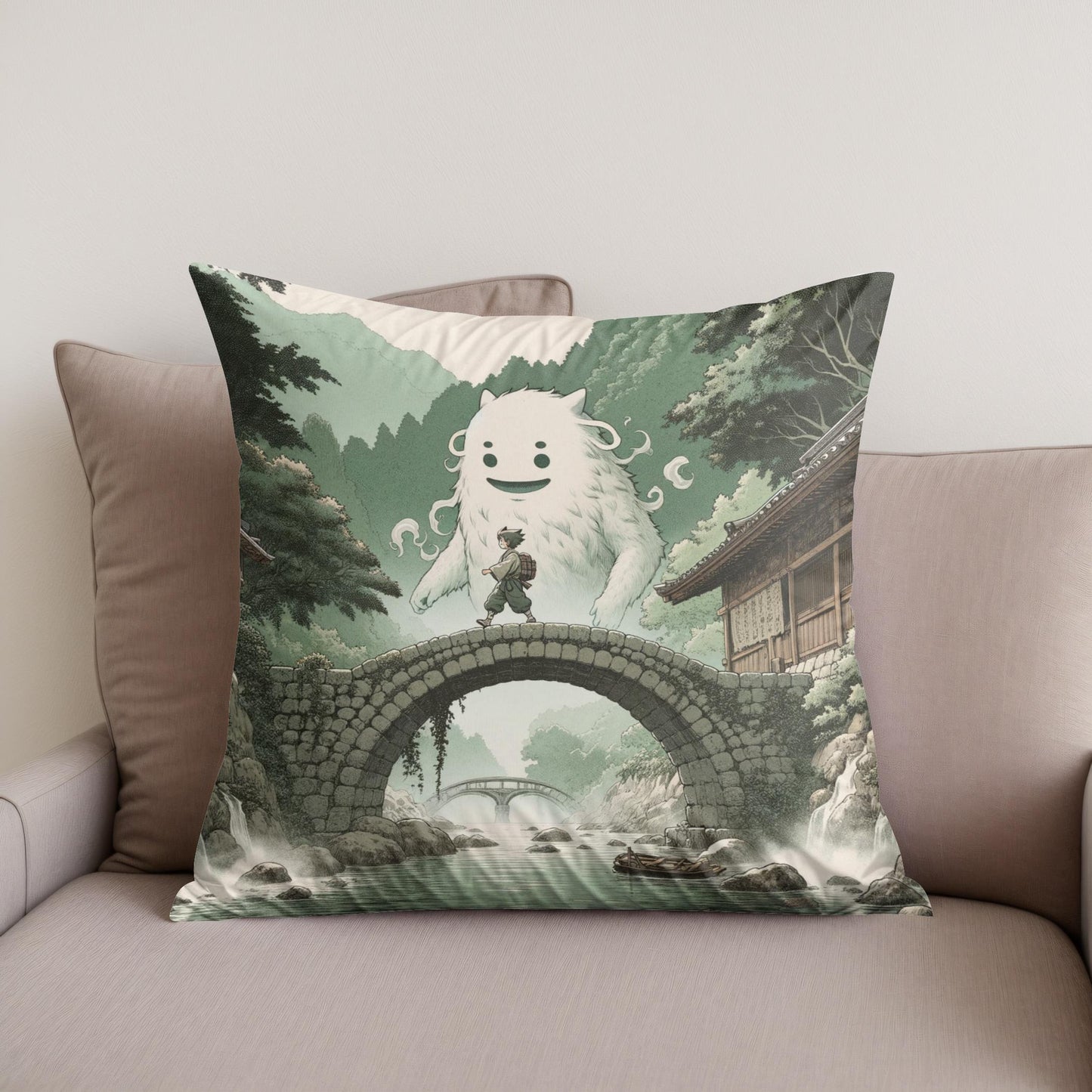 Guardian Yokai Bridge Cotton Cushion