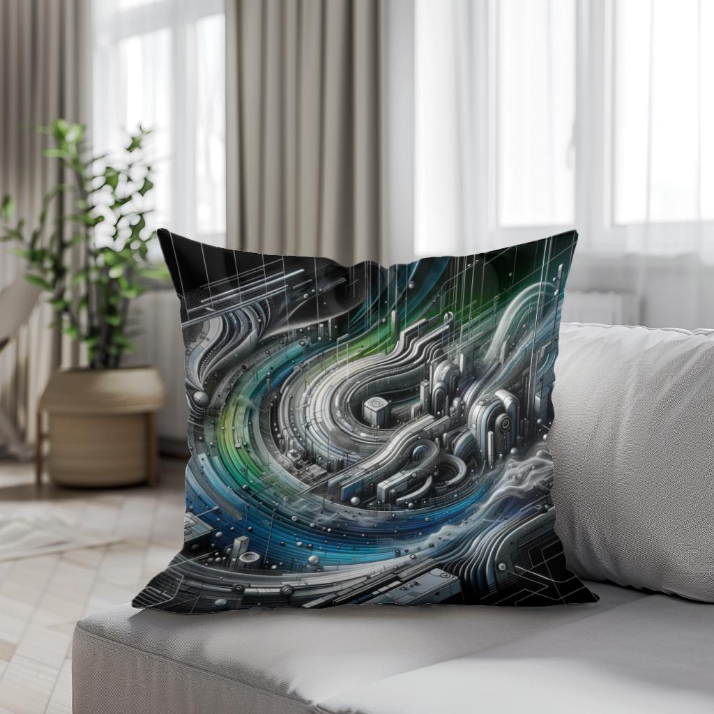Cybernetic Vista Cotton Cushion