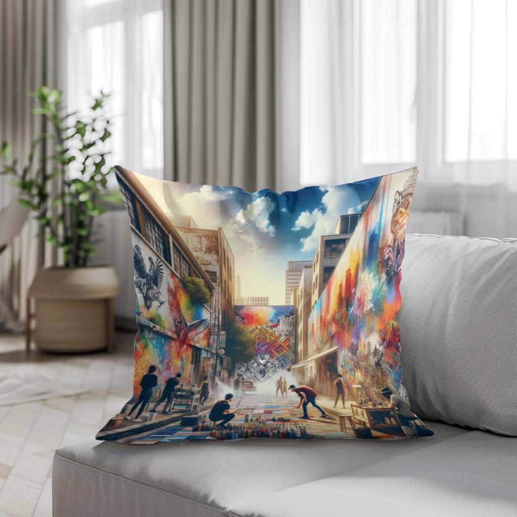Alley Art Summer Gallery Cotton Cushion
