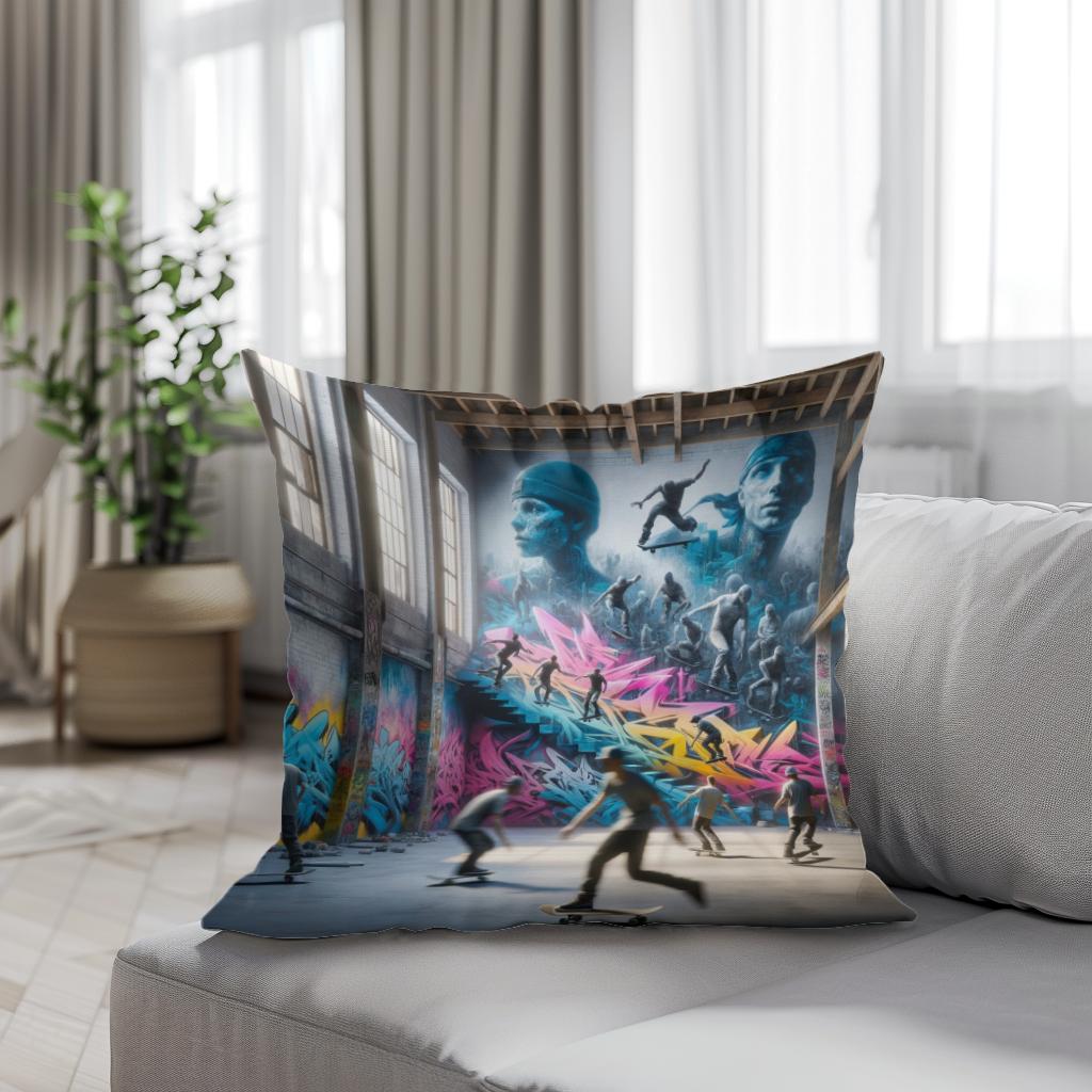 Skateboard Symphony Cotton Cushion