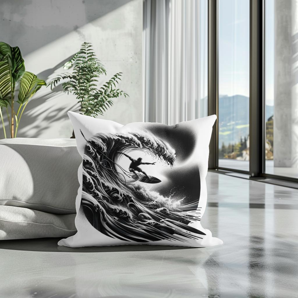 Surge of the Silver Wave Cotton Cushion