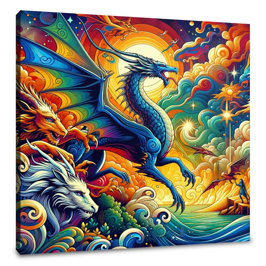 Dragon Fantasy Pop Art Fusion Canvas
