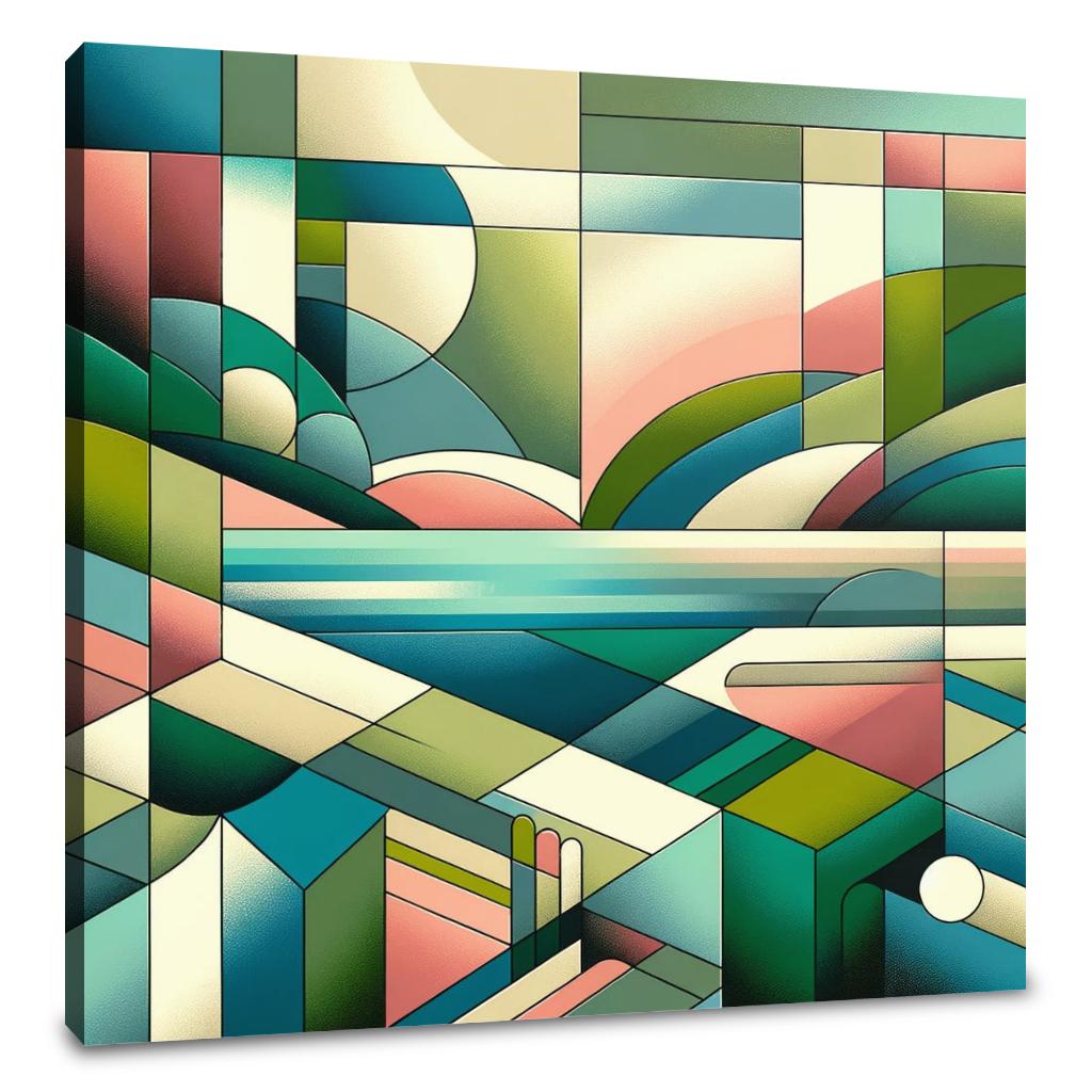 Serene Geometric Landscape Canvas